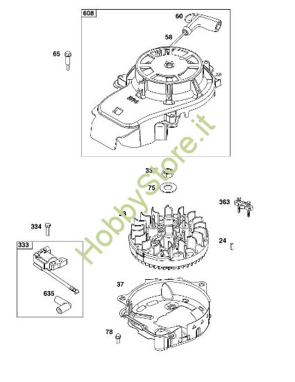 J - GRUPPO VOLANO, ACCENSIONE E MOTORINO DI AVVIAMENTO B&S - 12 €¦ 123P02-0067-H1 brand Stihl
